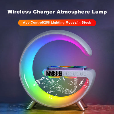 Bluetooth Speaker Wireless Charger Lamp in Black