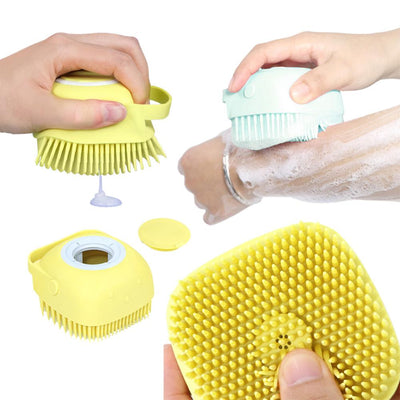 Yellow Cute Dog Bath Brush for Grooming