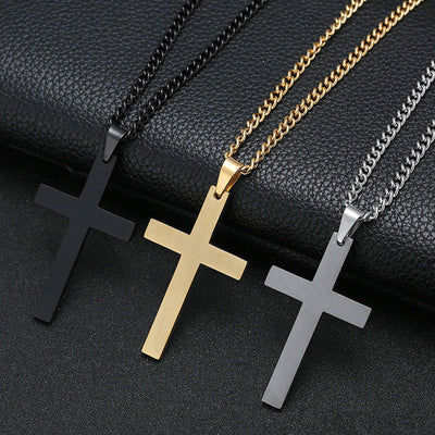 Gold cross necklace with titanium pendant