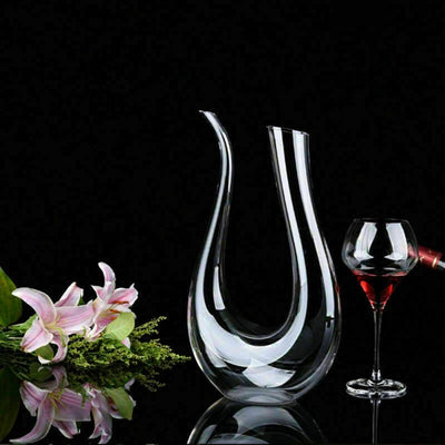 Crystal U-shaped 1500ml Wine Decanter on a table