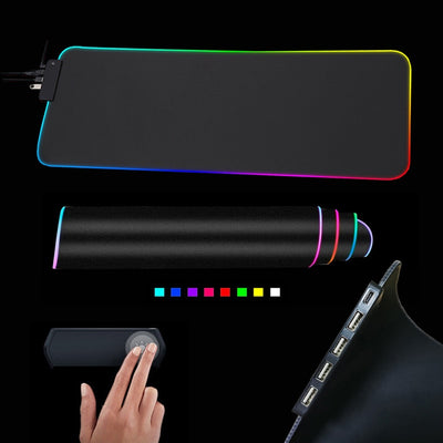 RGB Mouse Pad with Cable illuminated with RGB lighting